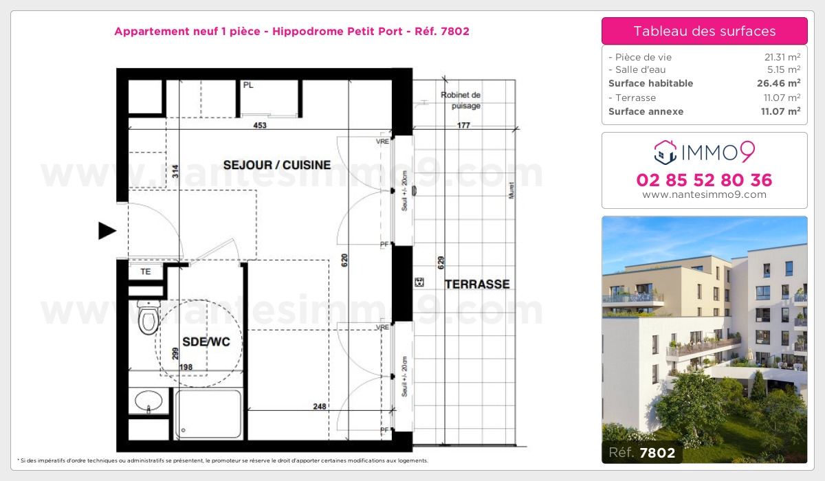 Plan et surfaces, Programme neuf Nantes : Hippodrome Petit Port Référence n° 7802