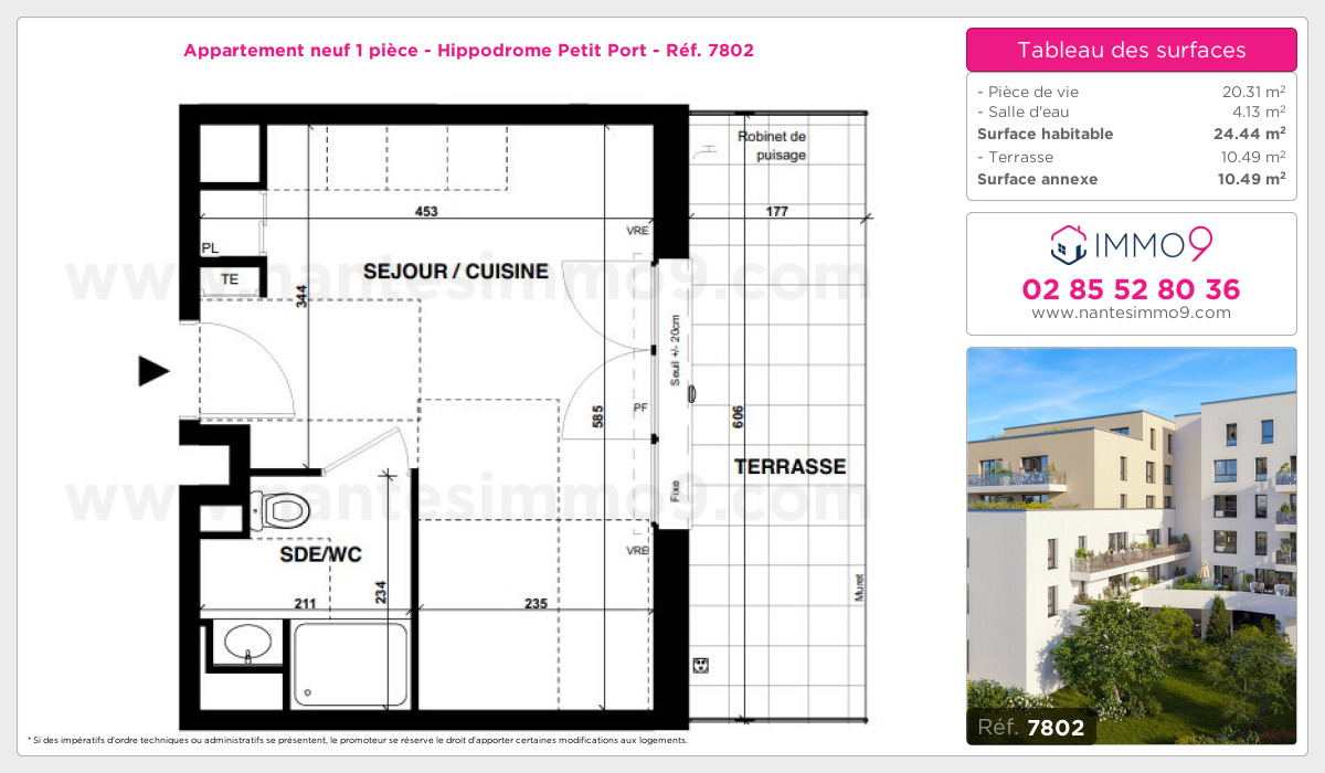 Plan et surfaces, Programme neuf Nantes : Hippodrome Petit Port Référence n° 7802