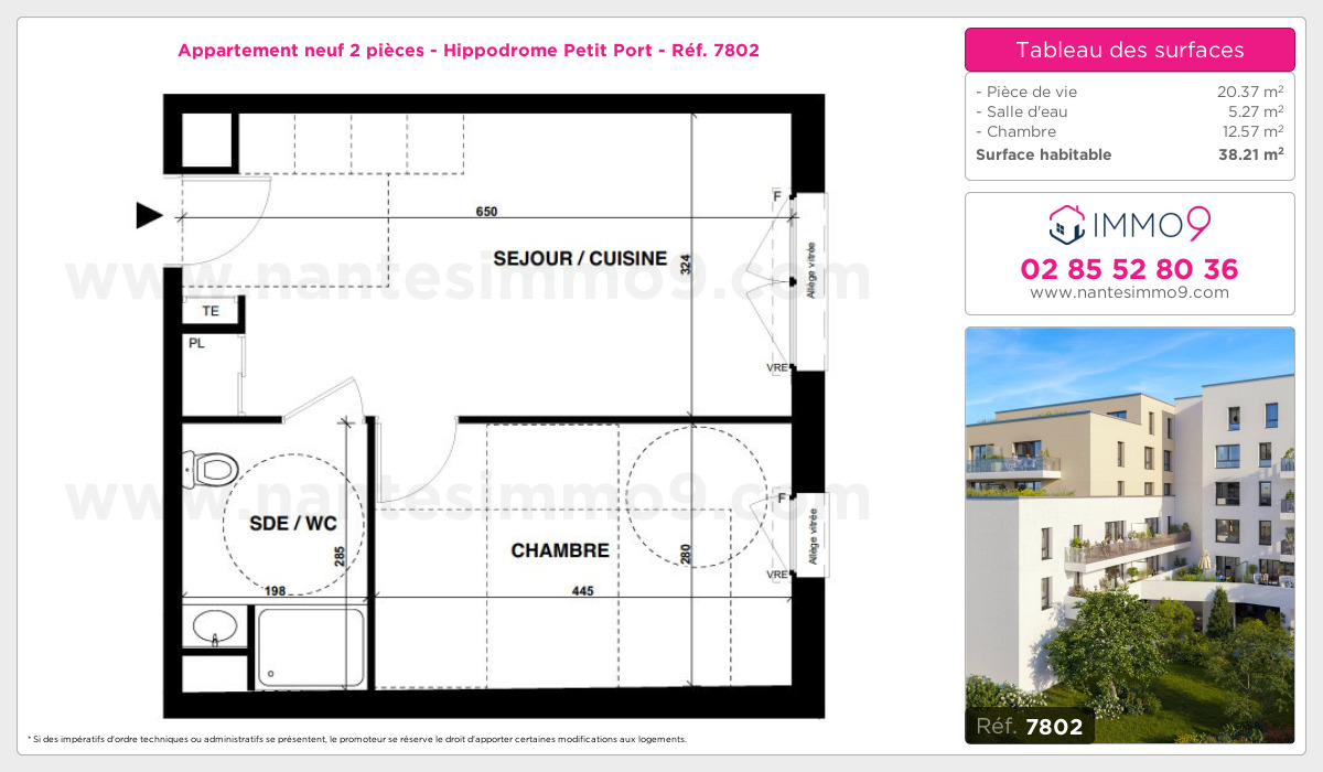 Plan et surfaces, Programme neuf Nantes : Hippodrome Petit Port Référence n° 7802