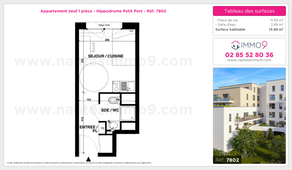 Plan et surfaces, Programme neuf Nantes : Hippodrome Petit Port Référence n° 7802