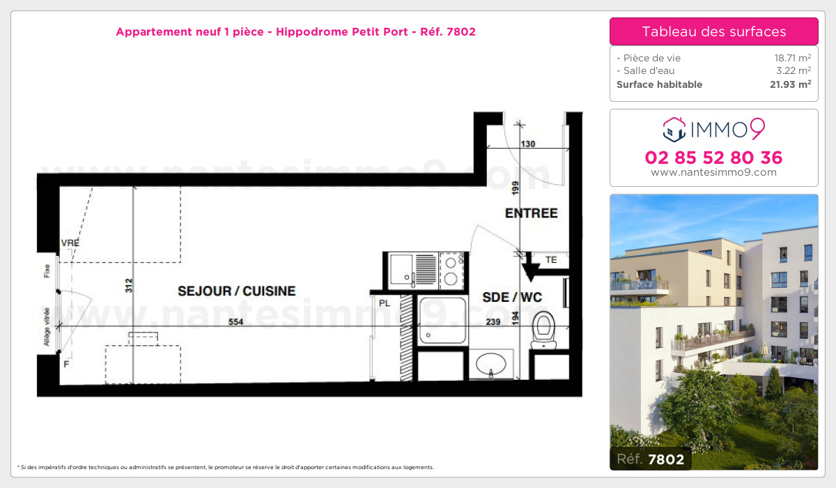 Plan et surfaces, Programme neuf Nantes : Hippodrome Petit Port Référence n° 7802