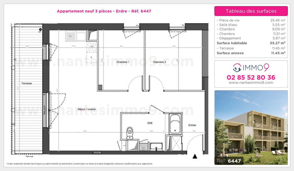 Plan et surfaces, Programme neuf Nantes : Erdre Référence n° 6447