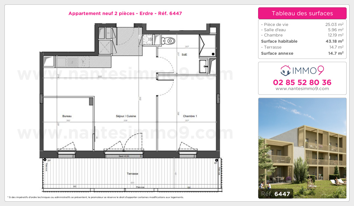 Plan et surfaces, Programme neuf Nantes : Erdre Référence n° 6447