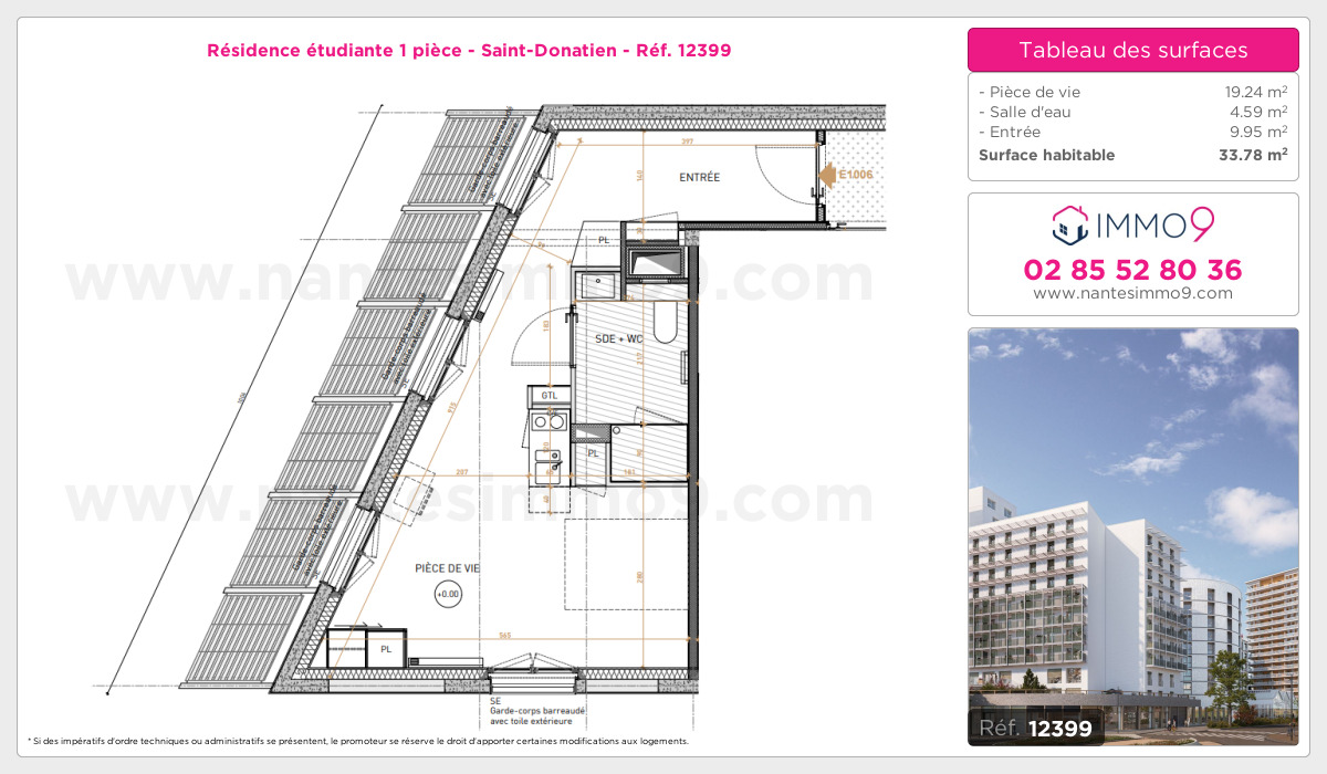 Plan et surfaces, Programme neuf Nantes : Saint-Donatien Référence n° 12399