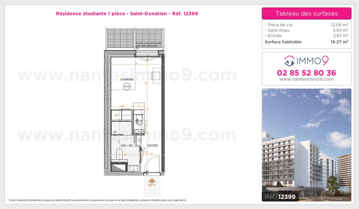 Plan et surfaces, Programme neuf Nantes : Saint-Donatien Référence n° 12399