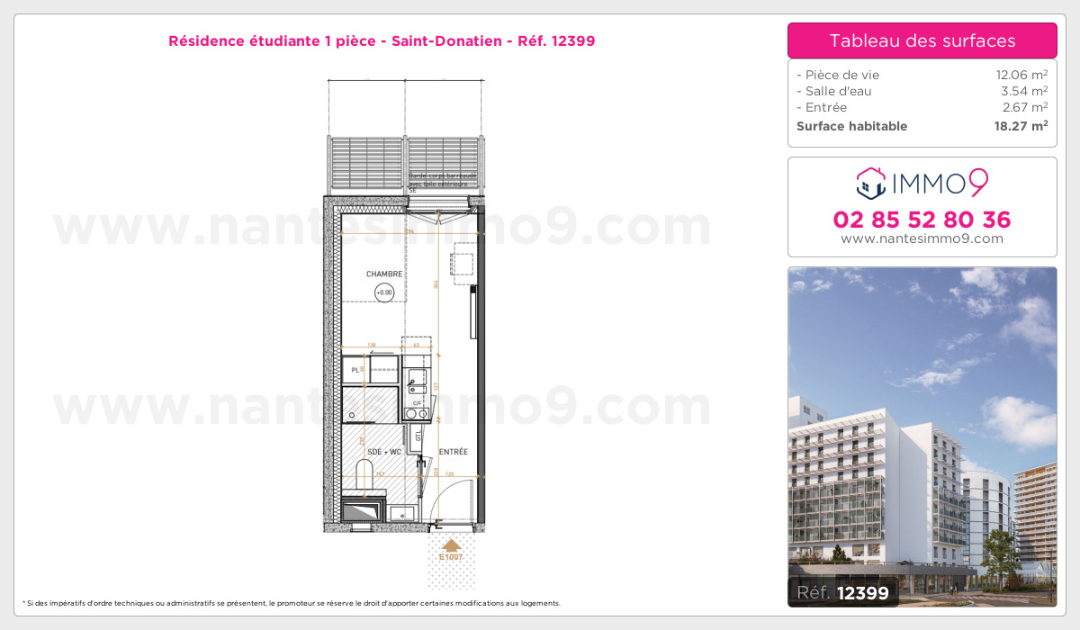 Plan et surfaces, Programme neuf Nantes : Saint-Donatien Référence n° 12399