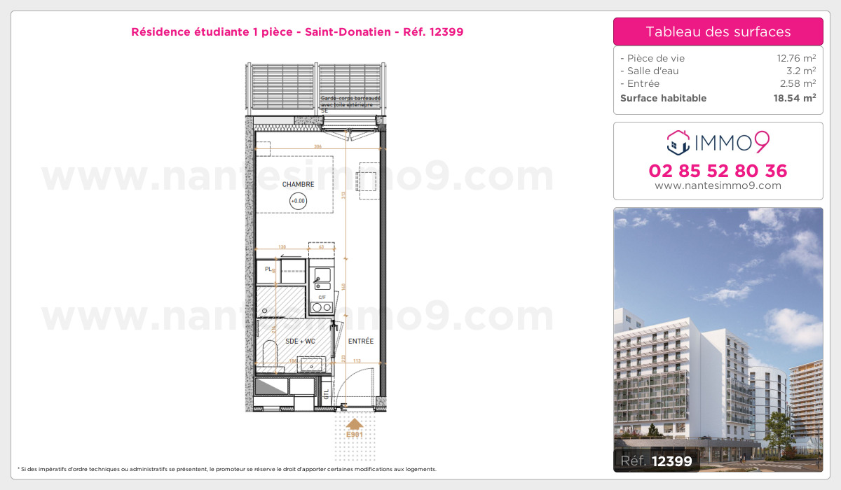 Plan et surfaces, Programme neuf Nantes : Saint-Donatien Référence n° 12399
