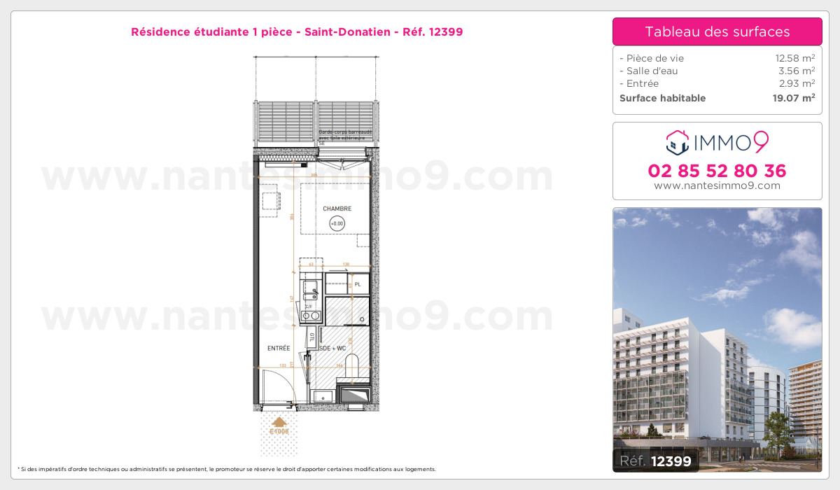 Plan et surfaces, Programme neuf Nantes : Saint-Donatien Référence n° 12399