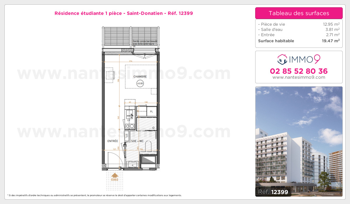 Plan et surfaces, Programme neuf Nantes : Saint-Donatien Référence n° 12399