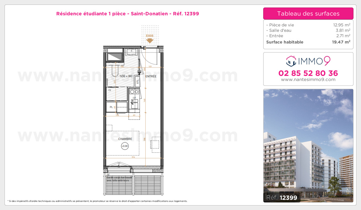 Plan et surfaces, Programme neuf Nantes : Saint-Donatien Référence n° 12399