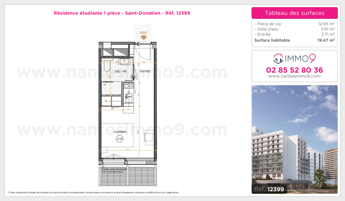 Plan et surfaces, Programme neuf Nantes : Saint-Donatien Référence n° 12399