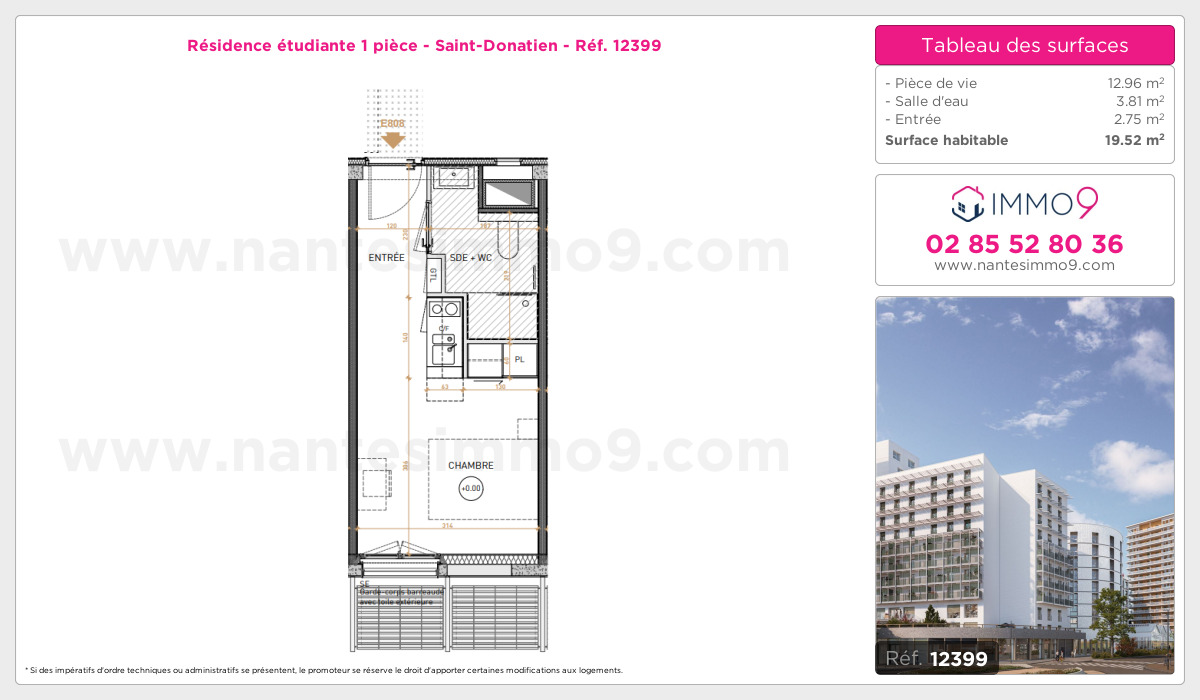 Plan et surfaces, Programme neuf Nantes : Saint-Donatien Référence n° 12399