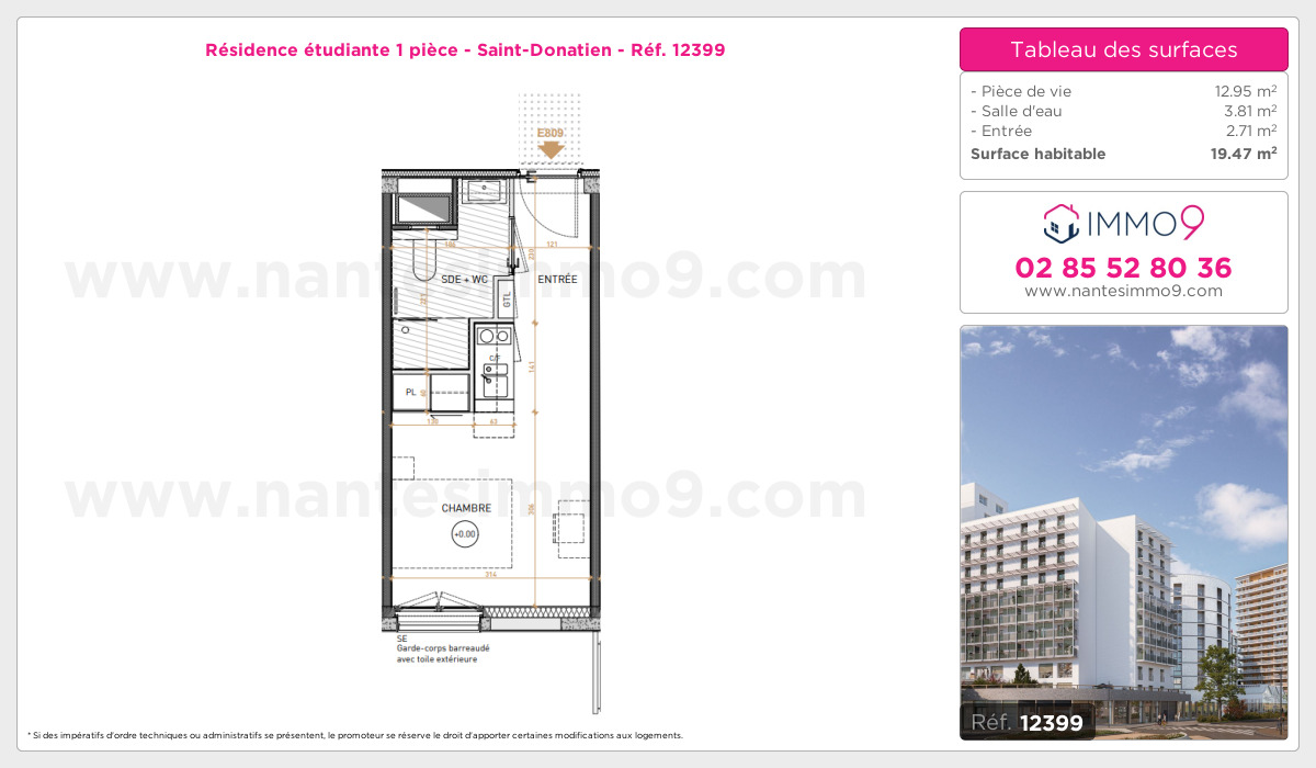 Plan et surfaces, Programme neuf Nantes : Saint-Donatien Référence n° 12399