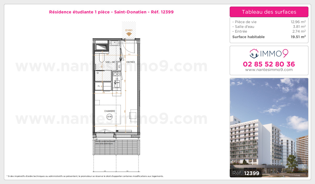 Plan et surfaces, Programme neuf Nantes : Saint-Donatien Référence n° 12399