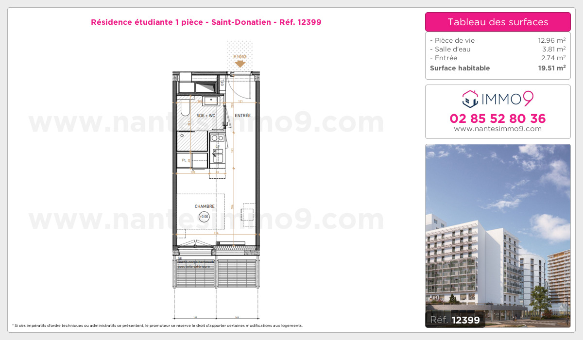 Plan et surfaces, Programme neuf Nantes : Saint-Donatien Référence n° 12399