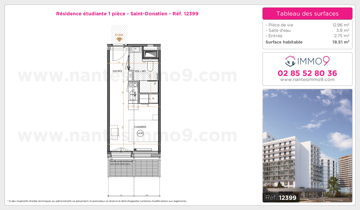 Plan et surfaces, Programme neuf Nantes : Saint-Donatien Référence n° 12399