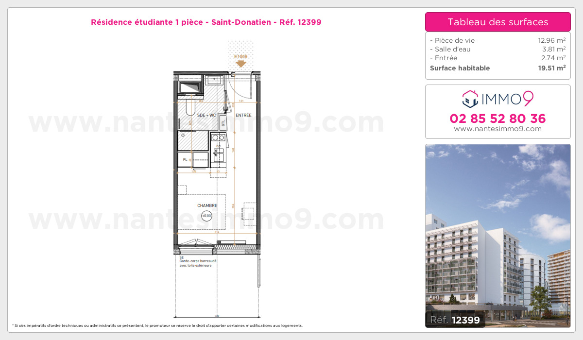 Plan et surfaces, Programme neuf Nantes : Saint-Donatien Référence n° 12399
