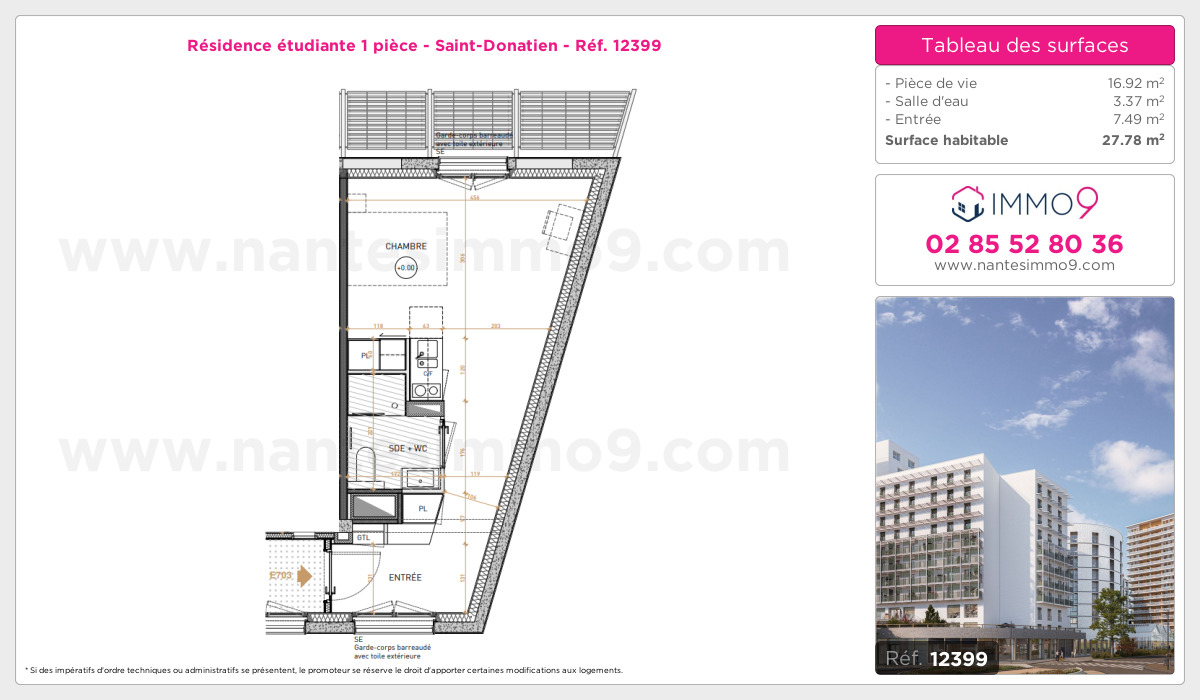 Plan et surfaces, Programme neuf Nantes : Saint-Donatien Référence n° 12399