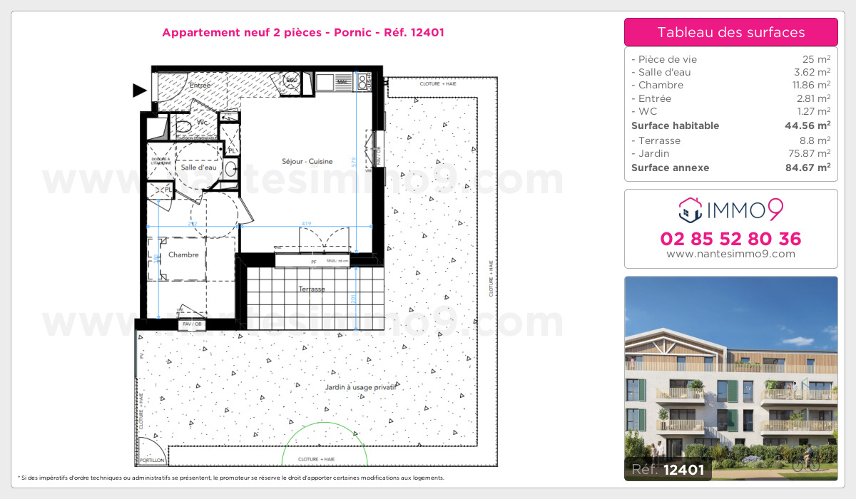 Plan et surfaces, Programme neuf Pornic Référence n° 12401
