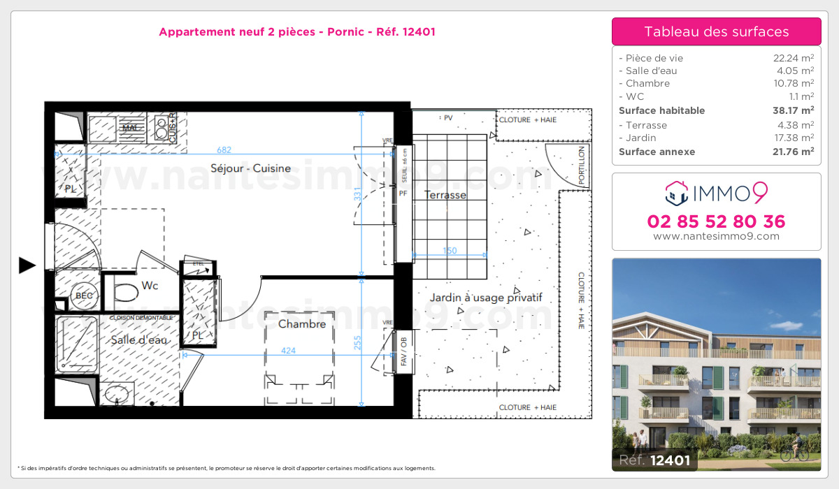 Plan et surfaces, Programme neuf Pornic Référence n° 12401