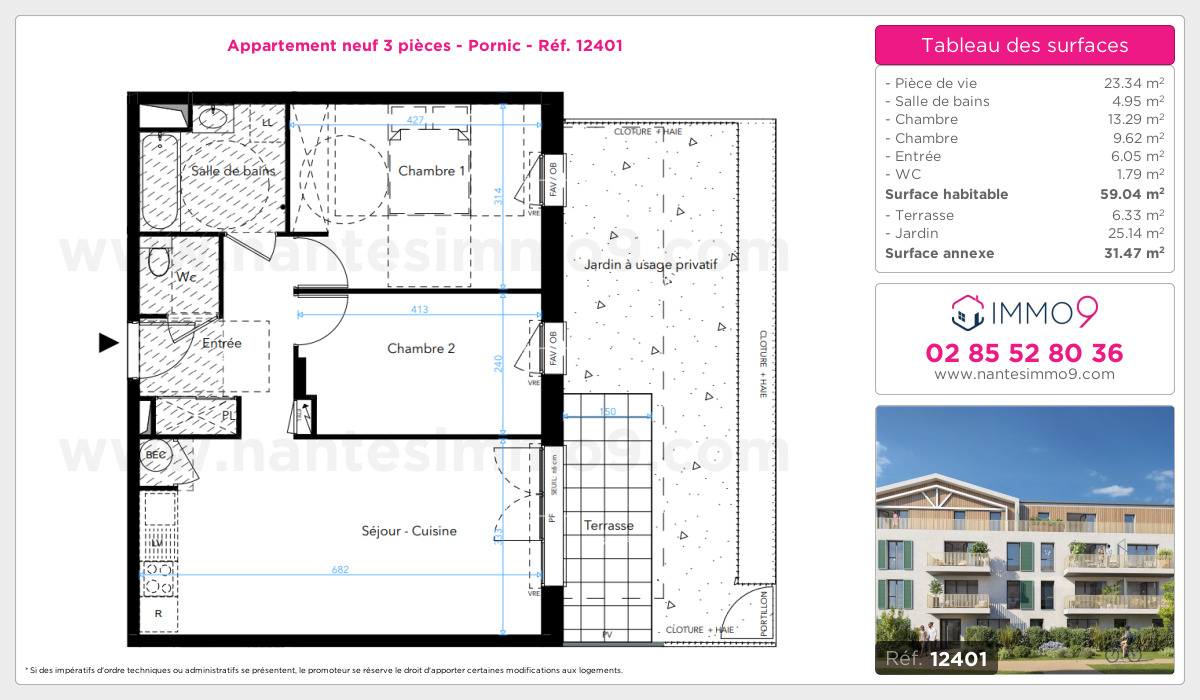 Plan et surfaces, Programme neuf Pornic Référence n° 12401