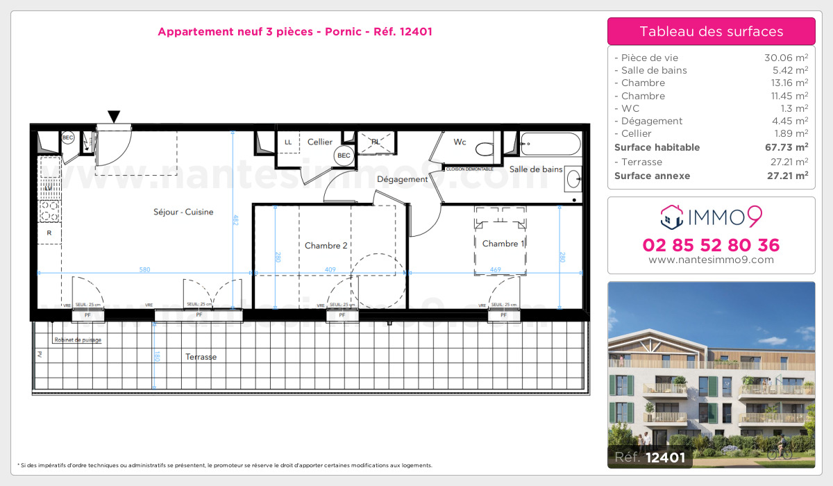 Plan et surfaces, Programme neuf Pornic Référence n° 12401