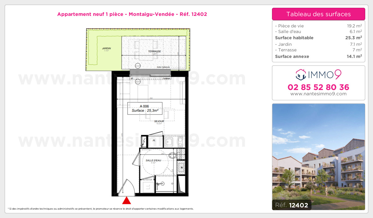 Plan et surfaces, Programme neuf Montaigu-Vendée Référence n° 12402