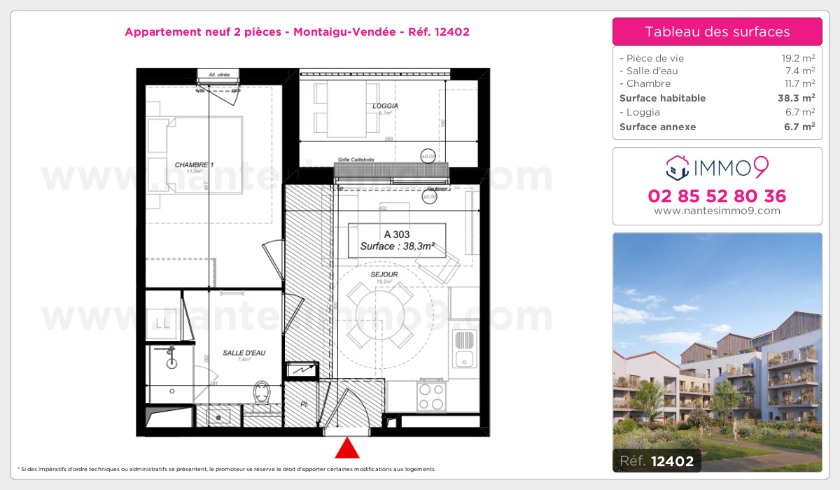 Plan et surfaces, Programme neuf Montaigu-Vendée Référence n° 12402
