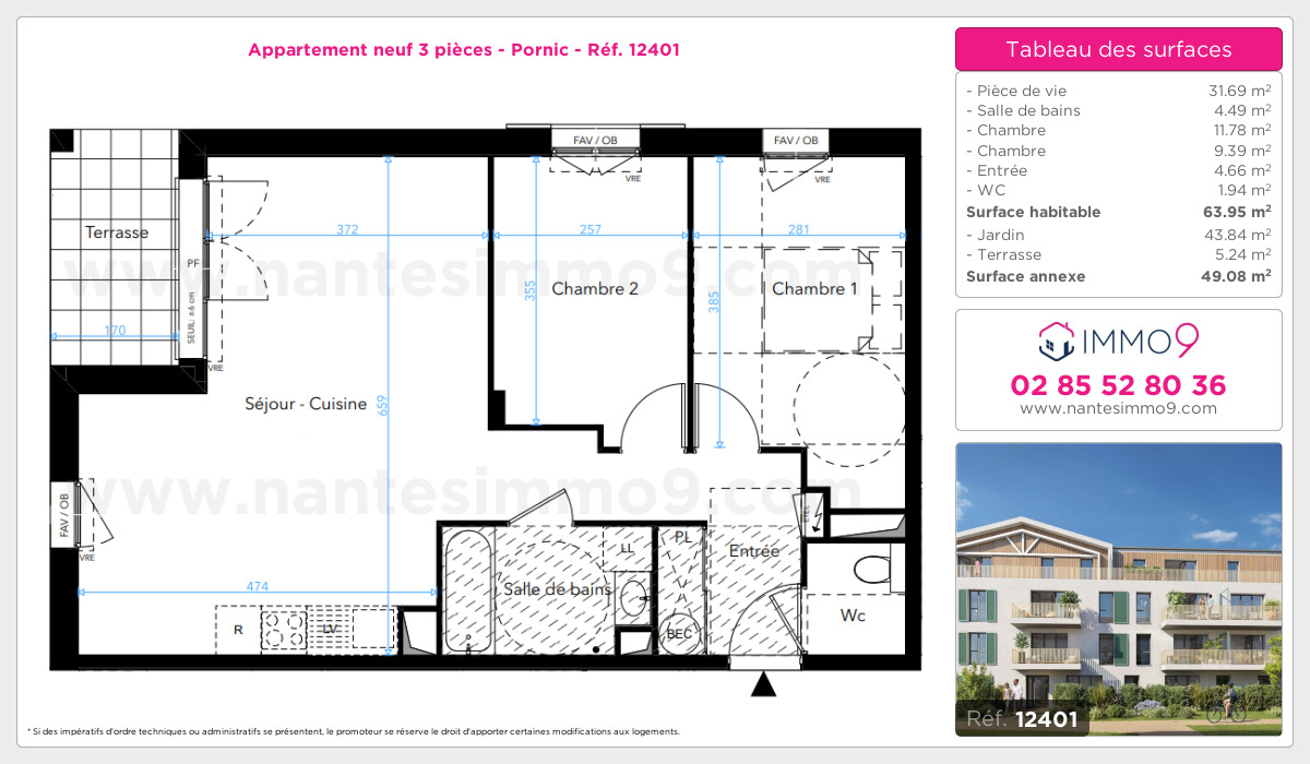 Plan et surfaces, Programme neuf Pornic Référence n° 12401