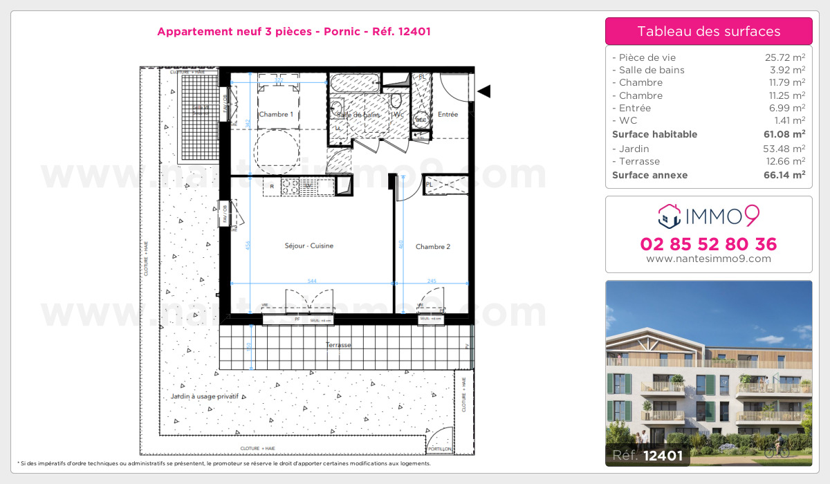 Plan et surfaces, Programme neuf Pornic Référence n° 12401