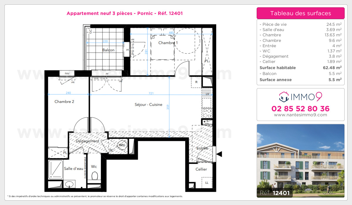 Plan et surfaces, Programme neuf Pornic Référence n° 12401