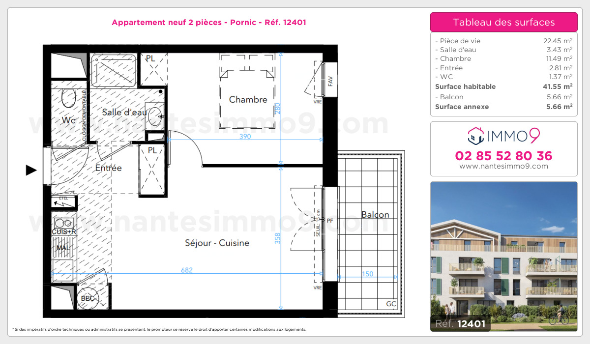Plan et surfaces, Programme neuf Pornic Référence n° 12401