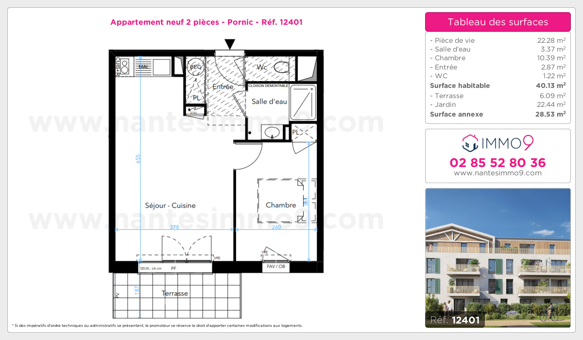 Plan et surfaces, Programme neuf Pornic Référence n° 12401