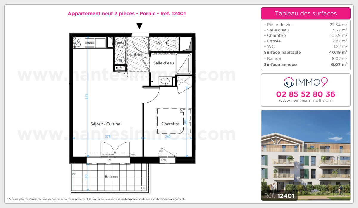 Plan et surfaces, Programme neuf Pornic Référence n° 12401
