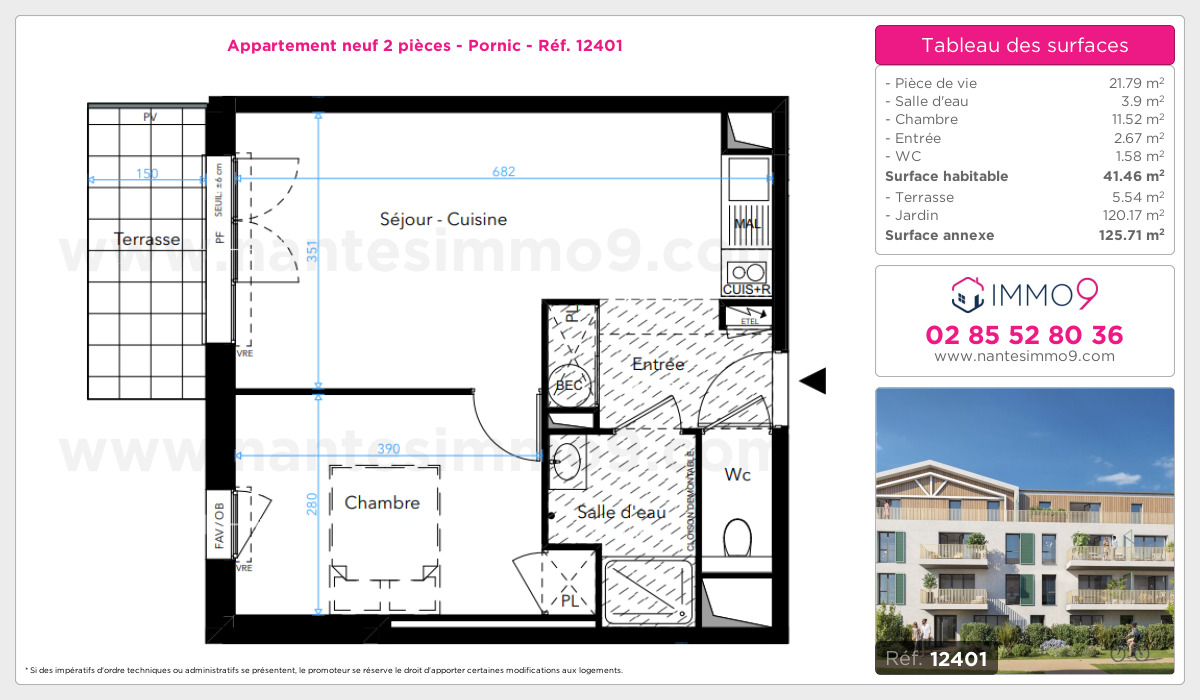 Plan et surfaces, Programme neuf Pornic Référence n° 12401