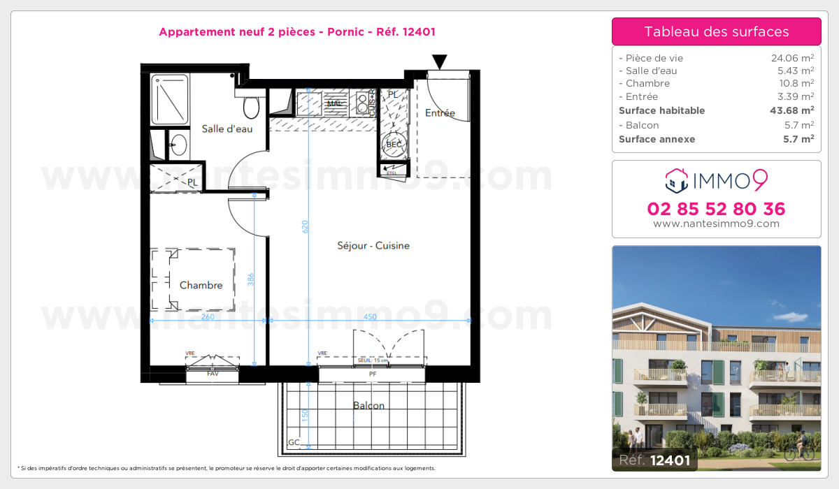 Plan et surfaces, Programme neuf Pornic Référence n° 12401