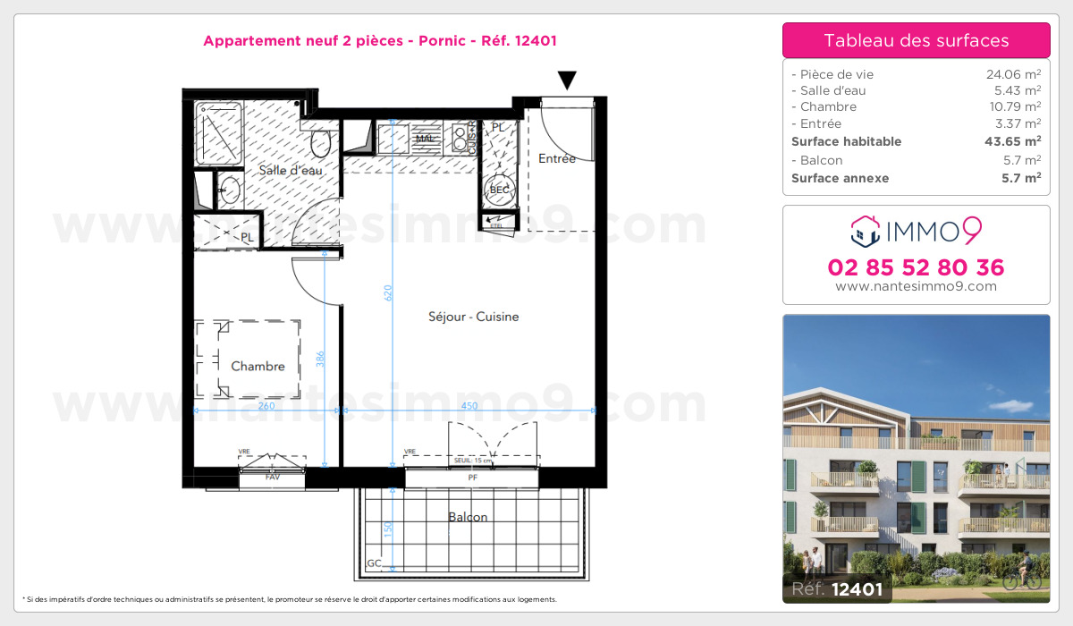 Plan et surfaces, Programme neuf Pornic Référence n° 12401