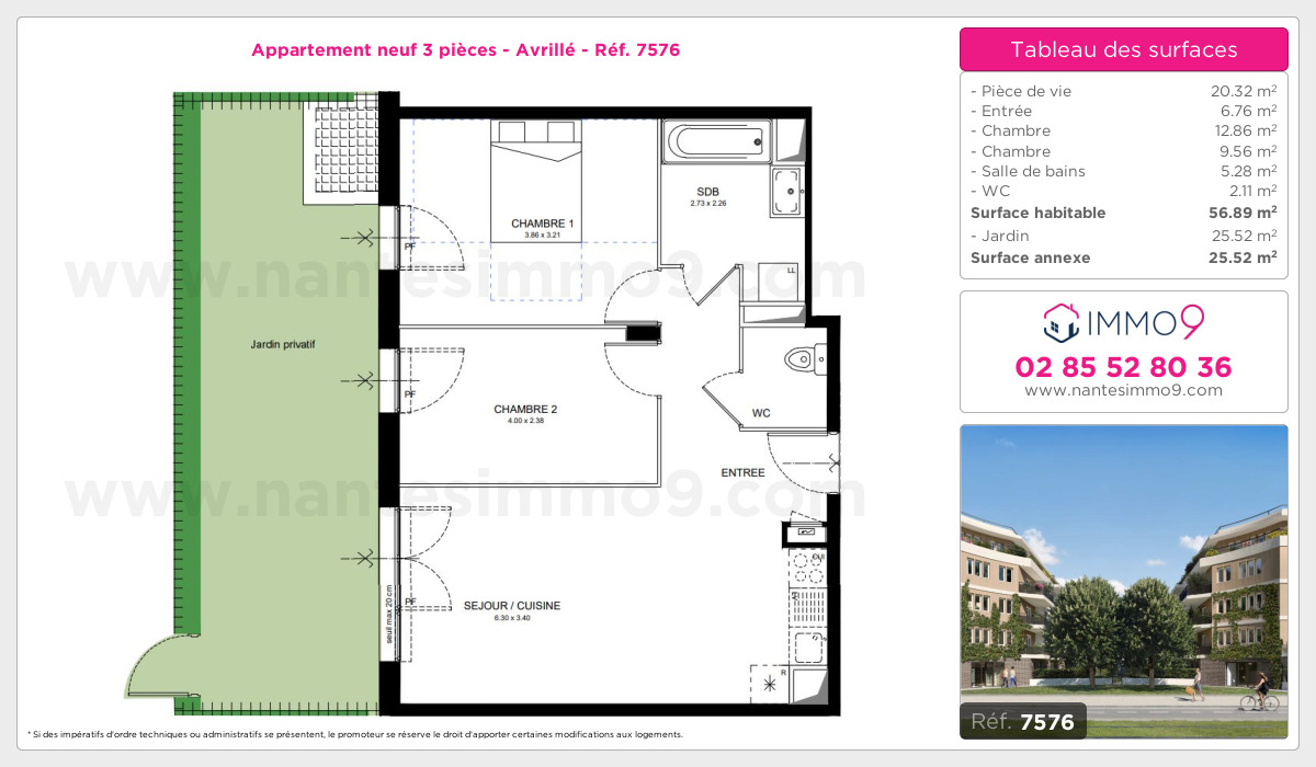 Plan et surfaces, Programme neuf Avrillé Référence n° 7576
