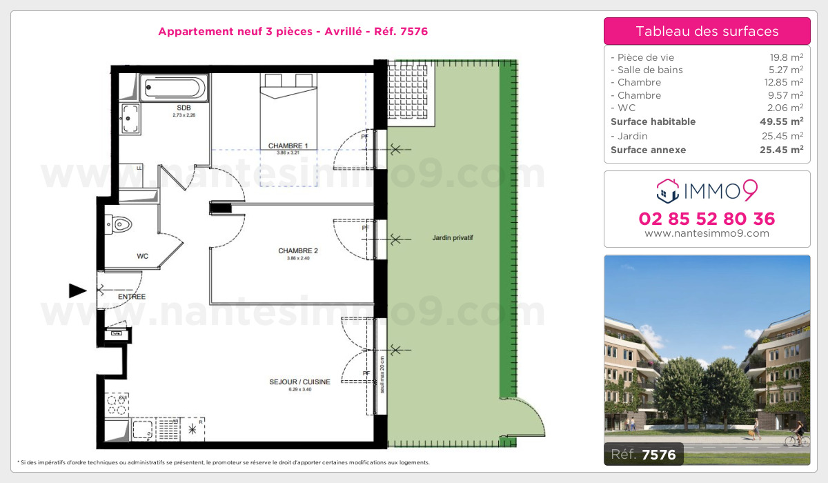 Plan et surfaces, Programme neuf Avrillé Référence n° 7576