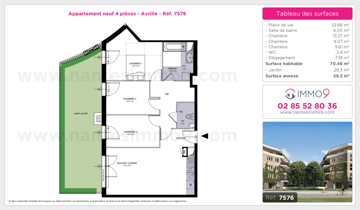 Plan et surfaces, Programme neuf Avrillé Référence n° 7576