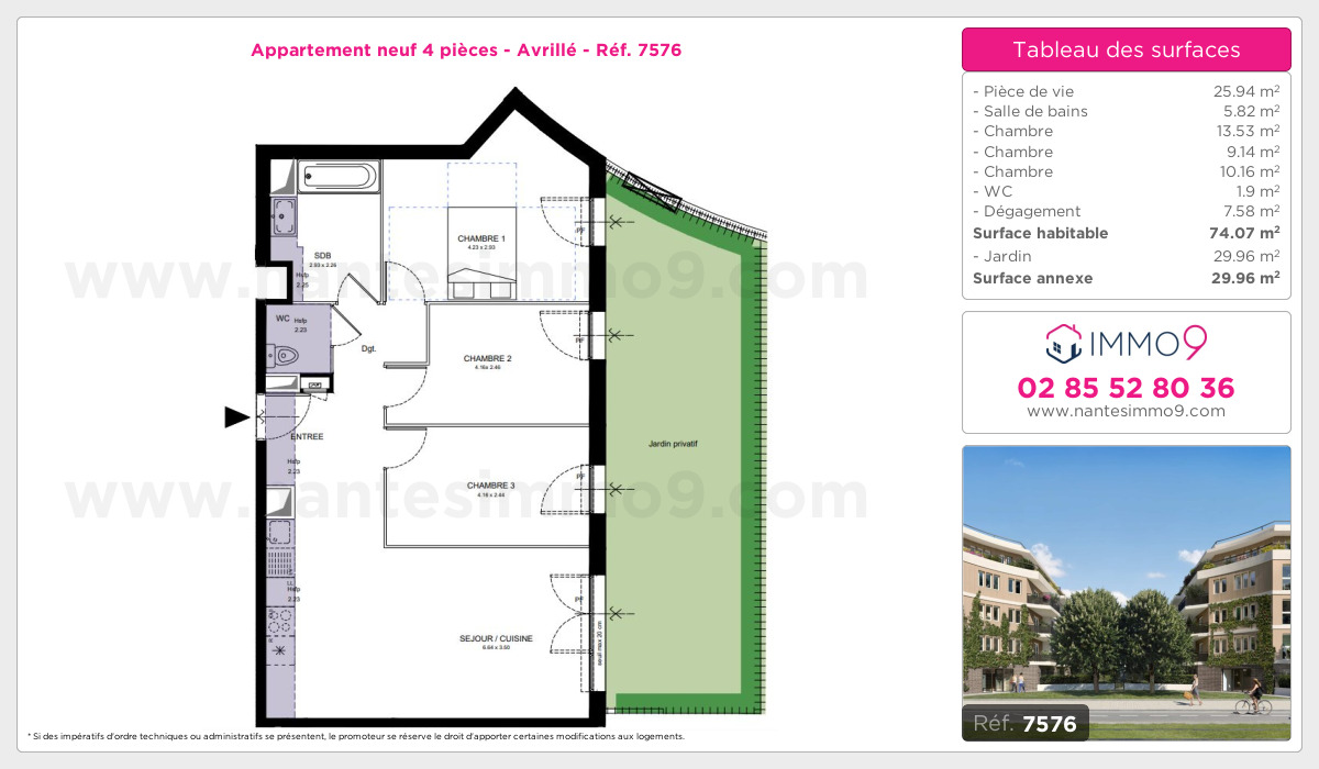 Plan et surfaces, Programme neuf Avrillé Référence n° 7576