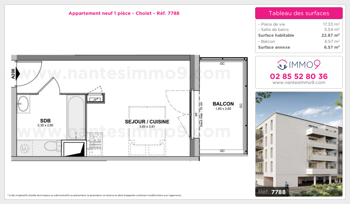 Plan et surfaces, Programme neuf Cholet Référence n° 7788