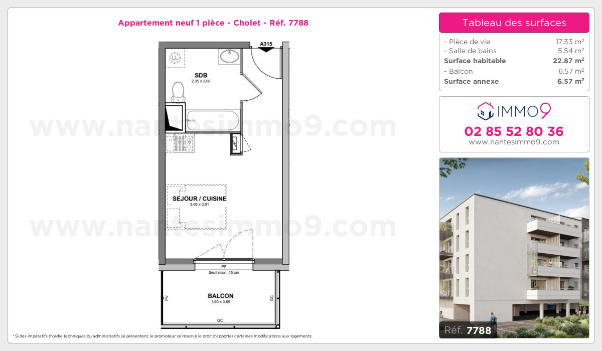 Plan et surfaces, Programme neuf Cholet Référence n° 7788
