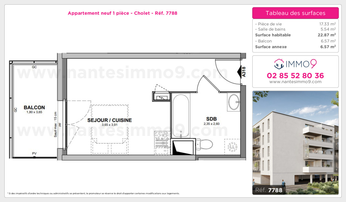 Plan et surfaces, Programme neuf Cholet Référence n° 7788