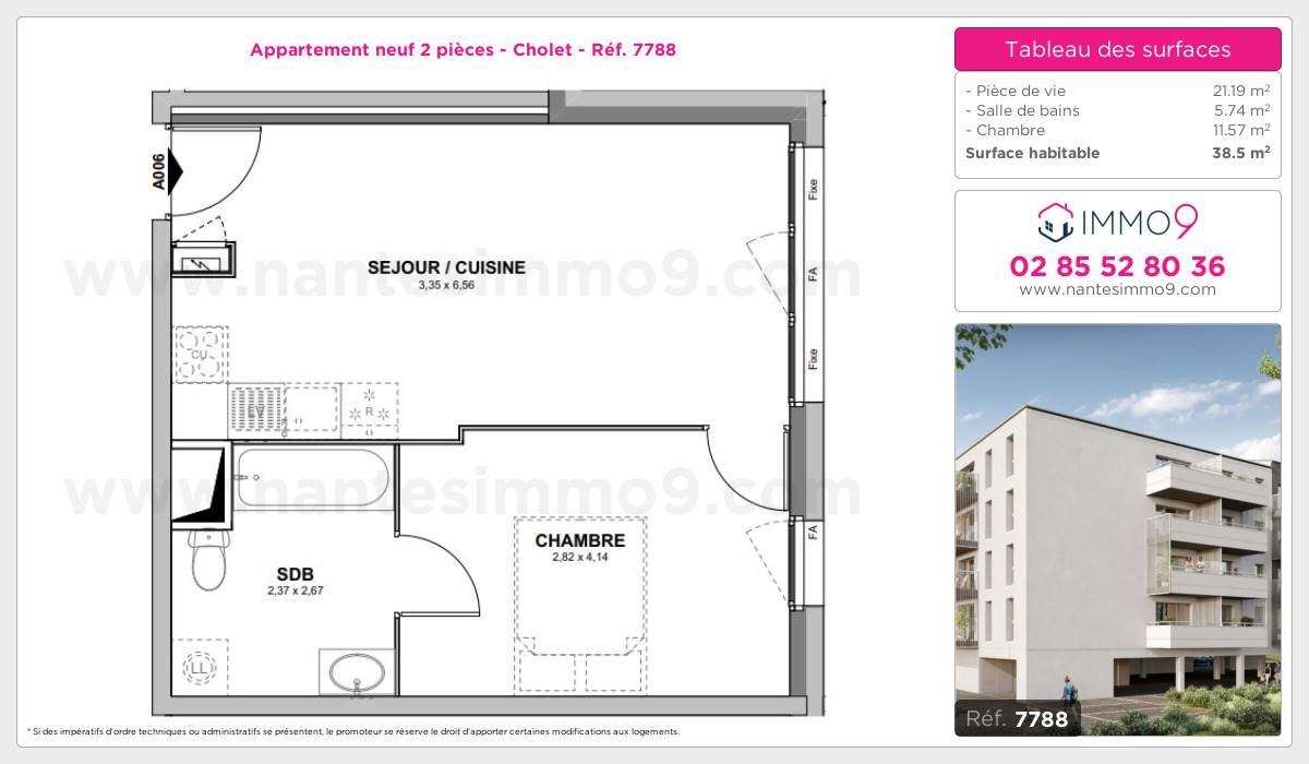 Plan et surfaces, Programme neuf Cholet Référence n° 7788