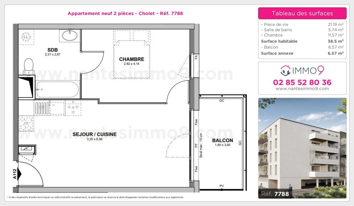 Plan et surfaces, Programme neuf Cholet Référence n° 7788