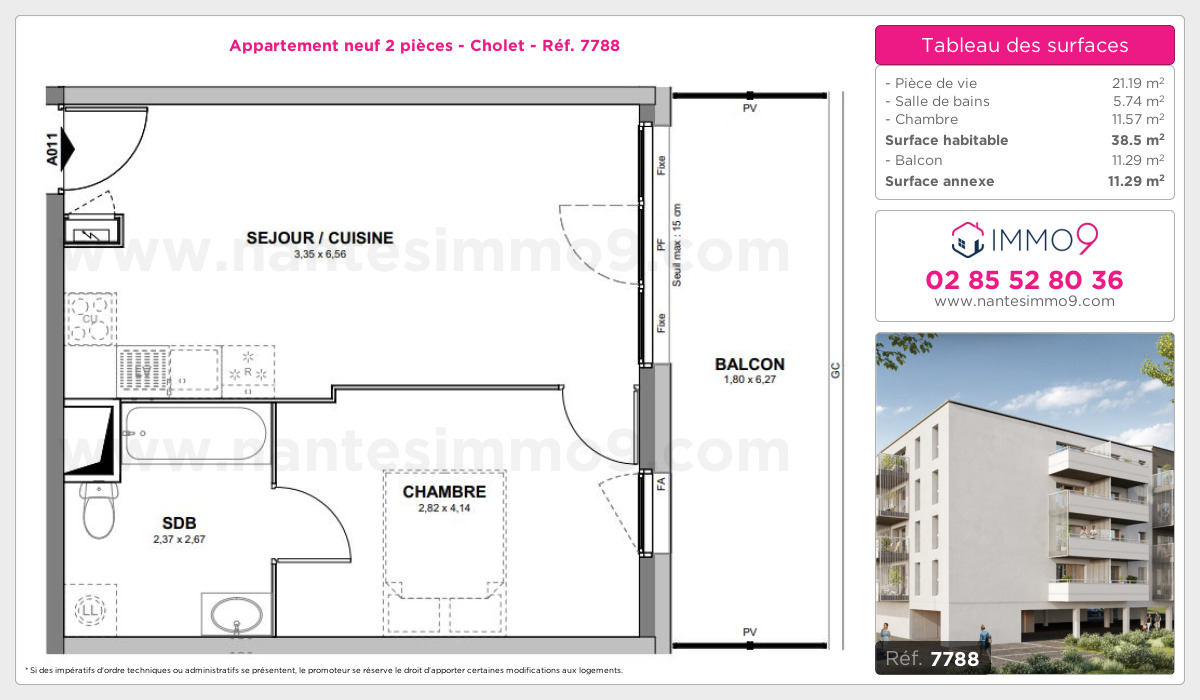 Plan et surfaces, Programme neuf Cholet Référence n° 7788
