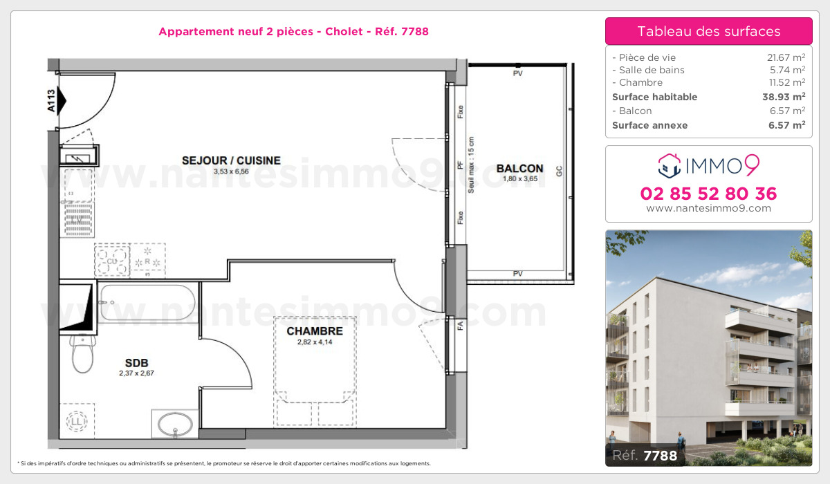 Plan et surfaces, Programme neuf Cholet Référence n° 7788