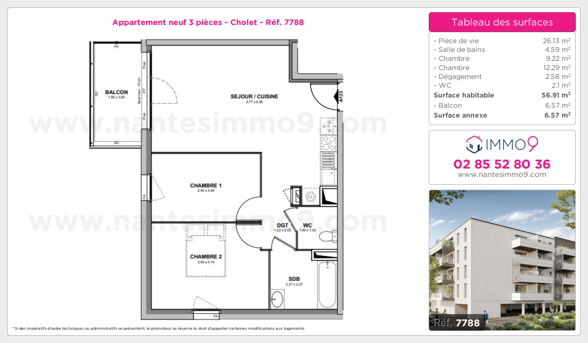 Plan et surfaces, Programme neuf Cholet Référence n° 7788