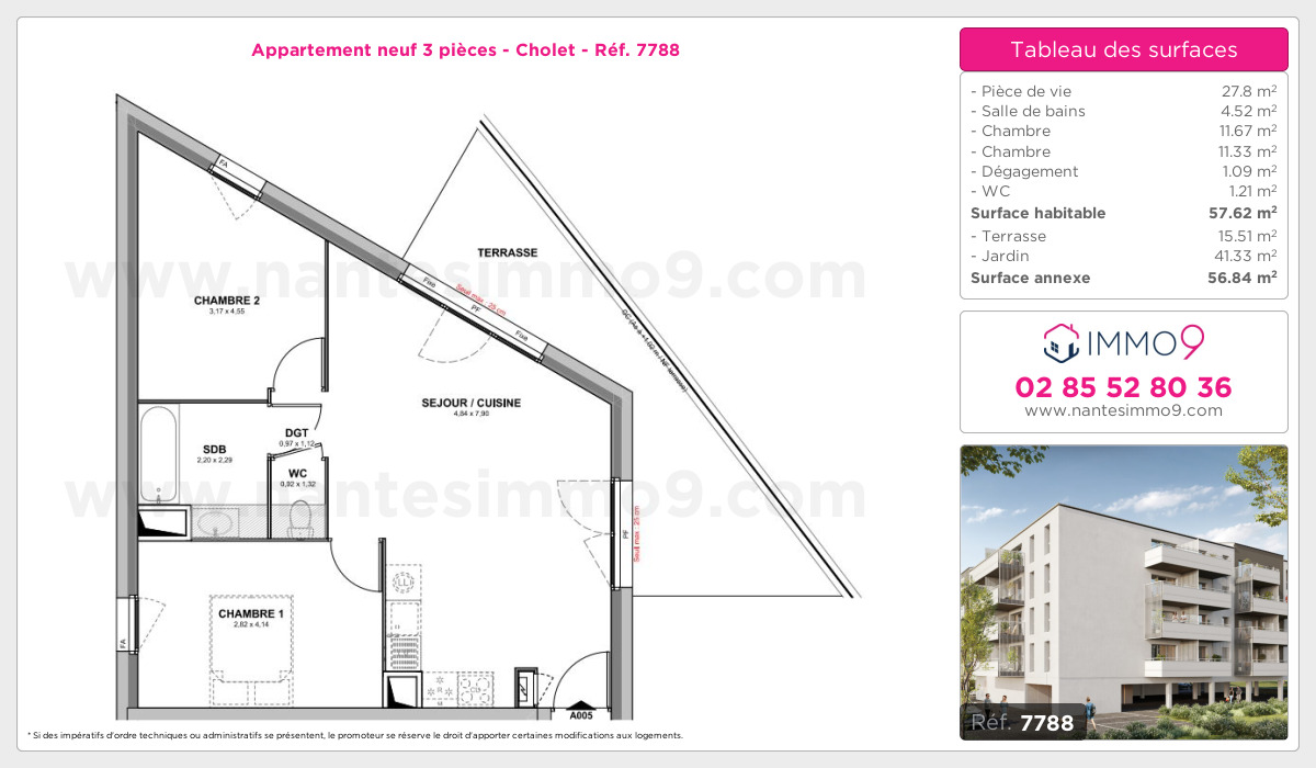 Plan et surfaces, Programme neuf Cholet Référence n° 7788